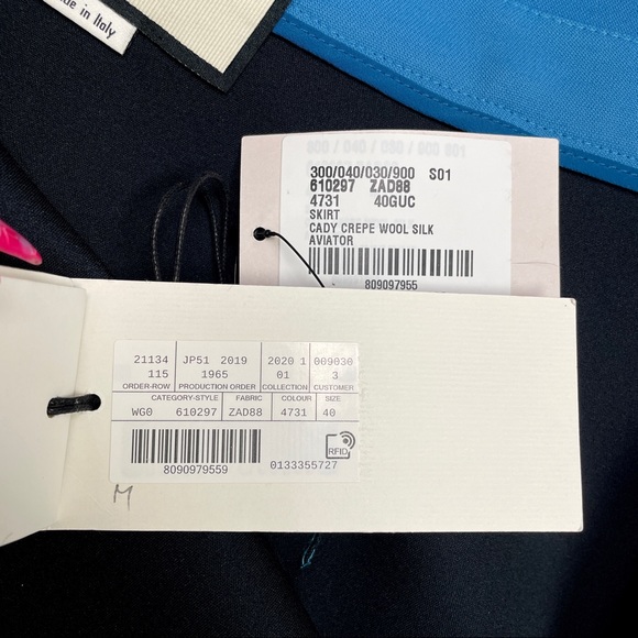 GUCCI Blue Wool Roman Numeral Skirt Size 40 4 610297 Midi Runway Lined Rare Chic - Picture 13 of 16